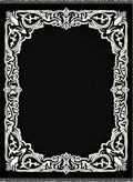 Ornate Black Ivory Scrollwork Frame Rug