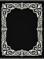 Ornate Black Ivory Scrollwork Frame Rug