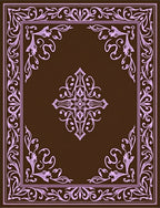 Brown and Pink Ornate Floral Corners Rug