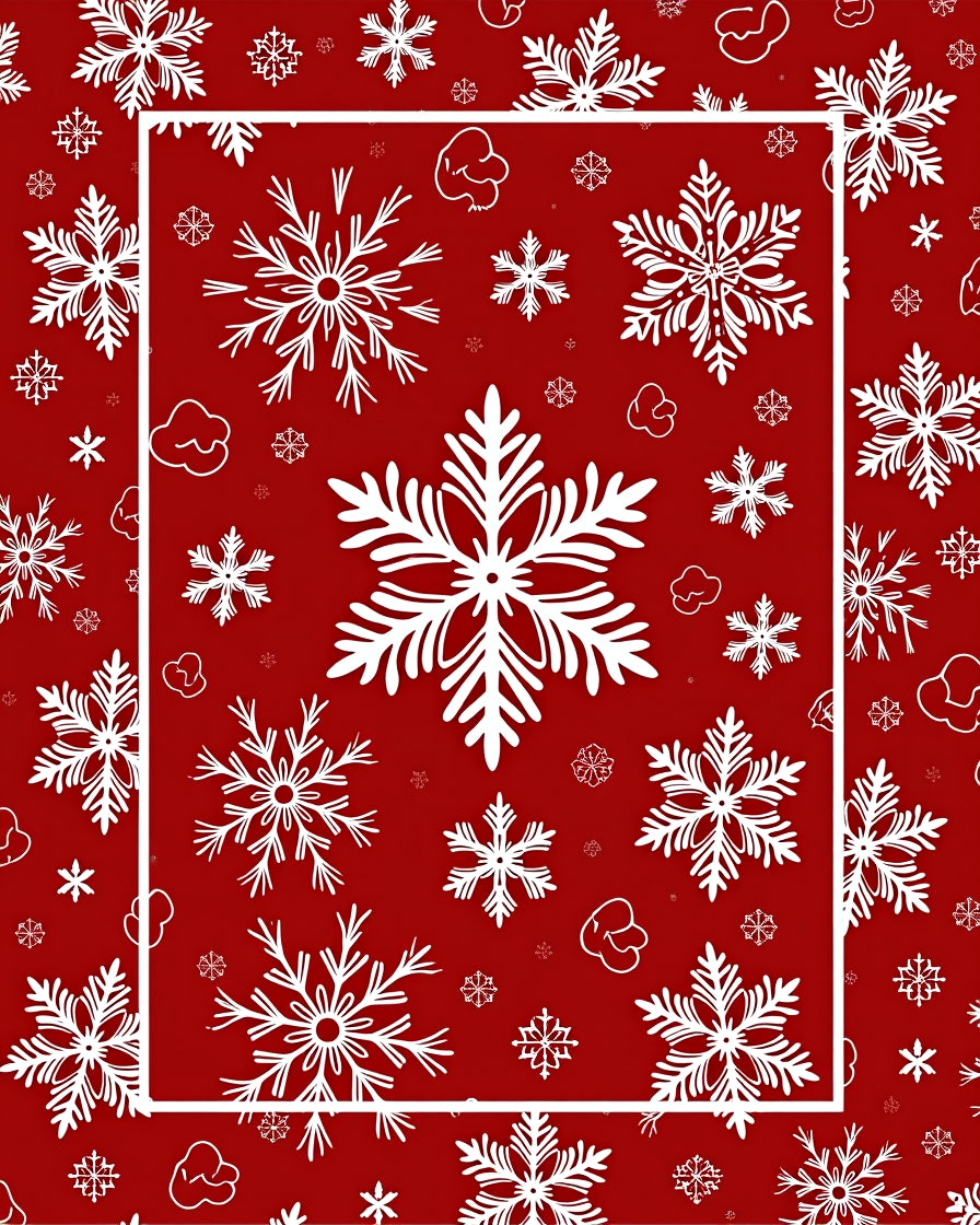 Crimson White Snowflake Cluster Rug