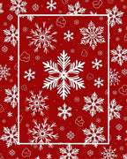 Crimson White Snowflake Cluster Rug