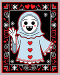 Joyful Blue Character Red Hearts Snowflakes Rug