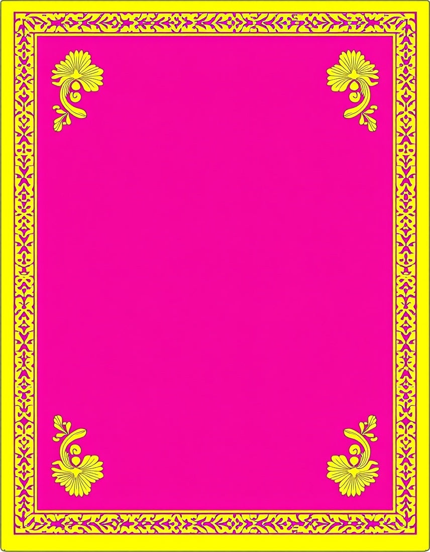 Vibrant Pink Yellow Floral Border Rug