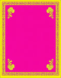 Vibrant Pink Yellow Floral Border Rug