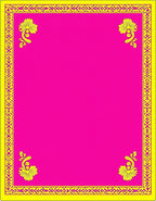Vibrant Pink Yellow Floral Border Rug