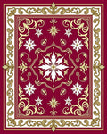 Rich Scarlet Ornate Golden Filigree Square Rug