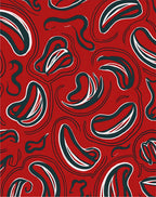 Red Abstract Swirls and Strokes Rug