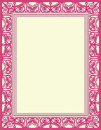 Vibrant Pink Filigree Geometric Border Rug