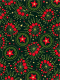 Dark Green Red Starburst Berry Rug
