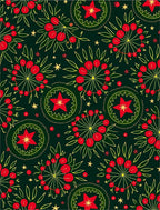 Dark Green Red Starburst Berry Rug