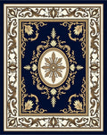 Classic Navy Gold Floral Medallion Rug
