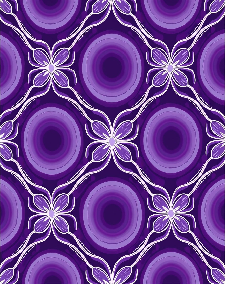 Violet Gradient Floral Diamond Rug