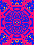 Vibrant Pink Blue Sunburst Medallion Rug