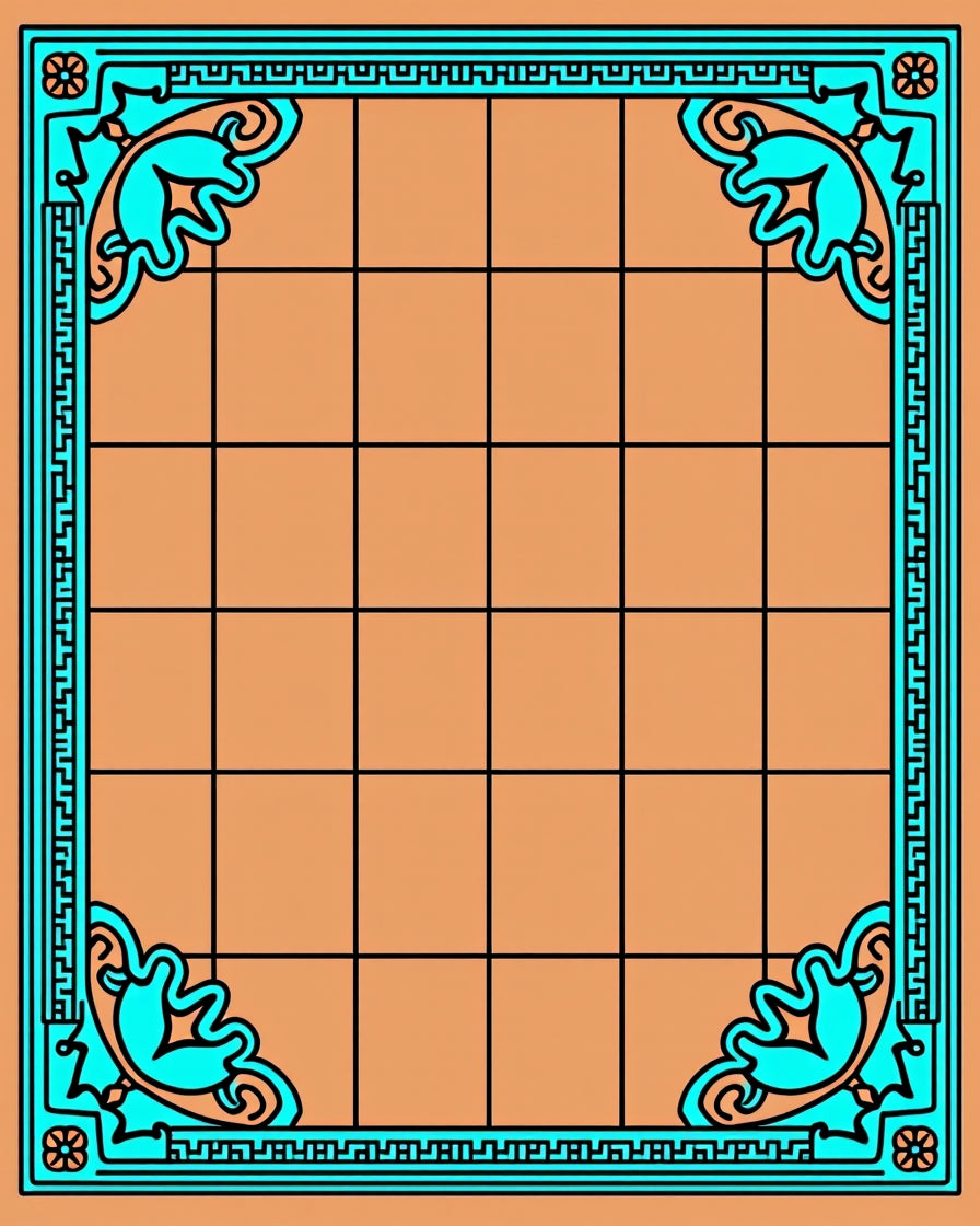 Coral Aqua Geometric Corner Deco Rug