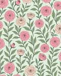 Soft Pink Rose Vines Garden Rug