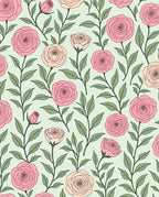 Soft Pink Rose Vines Garden Rug