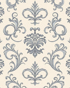 Vintage Gray Scroll Fleur-de-lis Rug