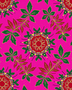 Vibrant Pink Leaf Mandala Rug