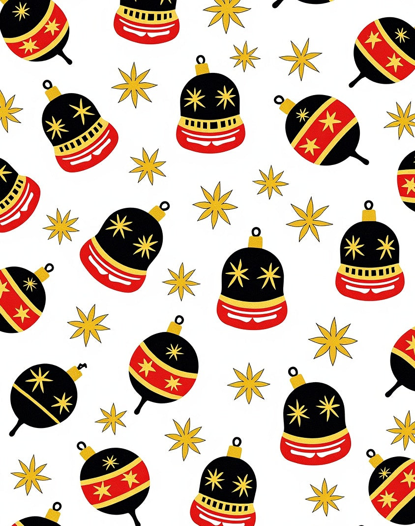 Black Red Gold Ornament Stars Rug