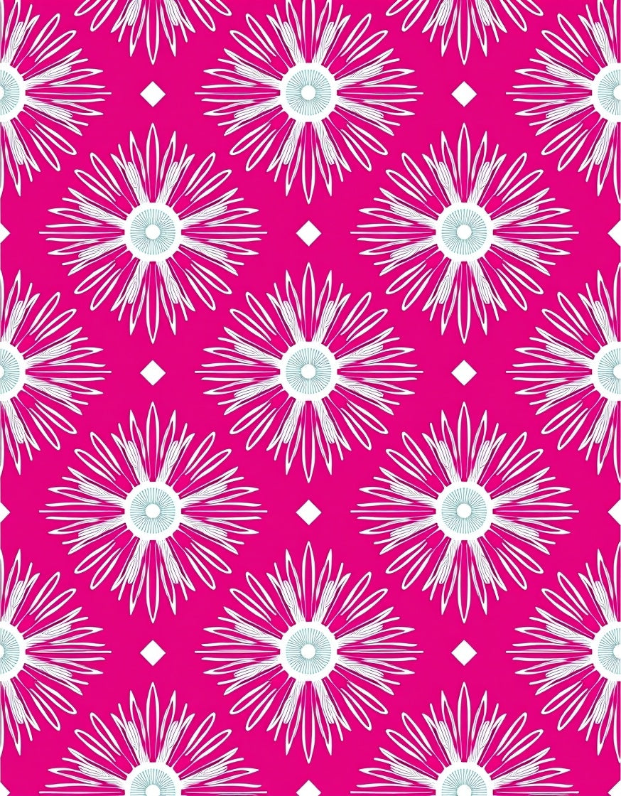Vibrant Pink Floral Rays Rug