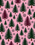 Pink Forest Trees With Snowflake Accents Rug