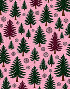 Pink Forest Trees With Snowflake Accents Rug