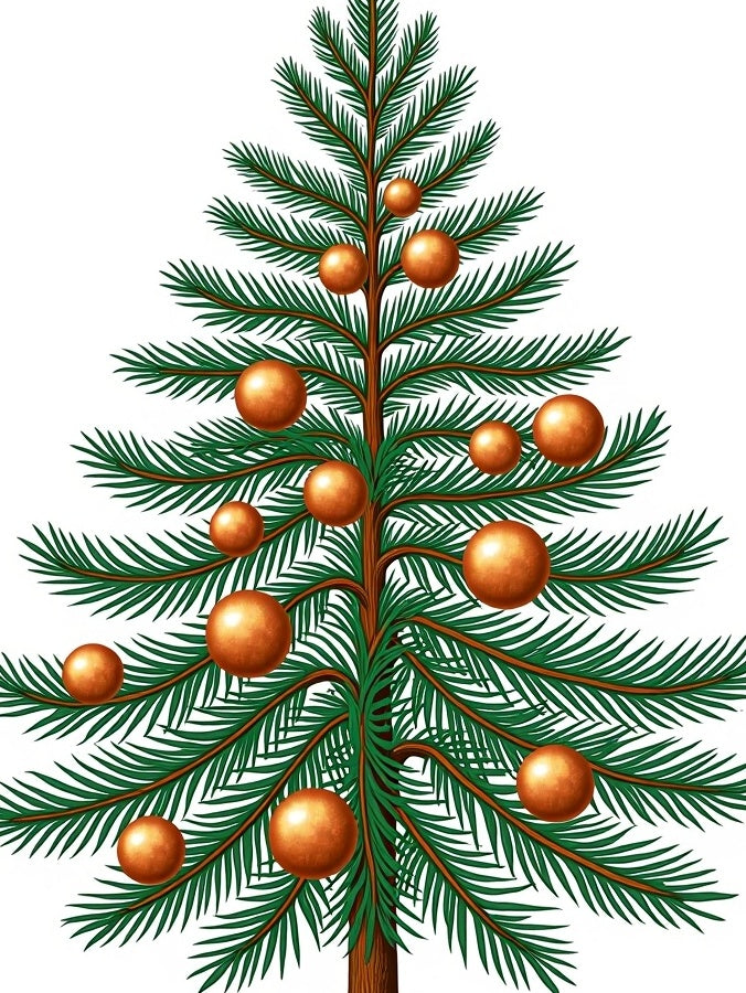 Green Fir Tree with Copper Ornaments Rug