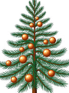 Green Fir Tree with Copper Ornaments Rug