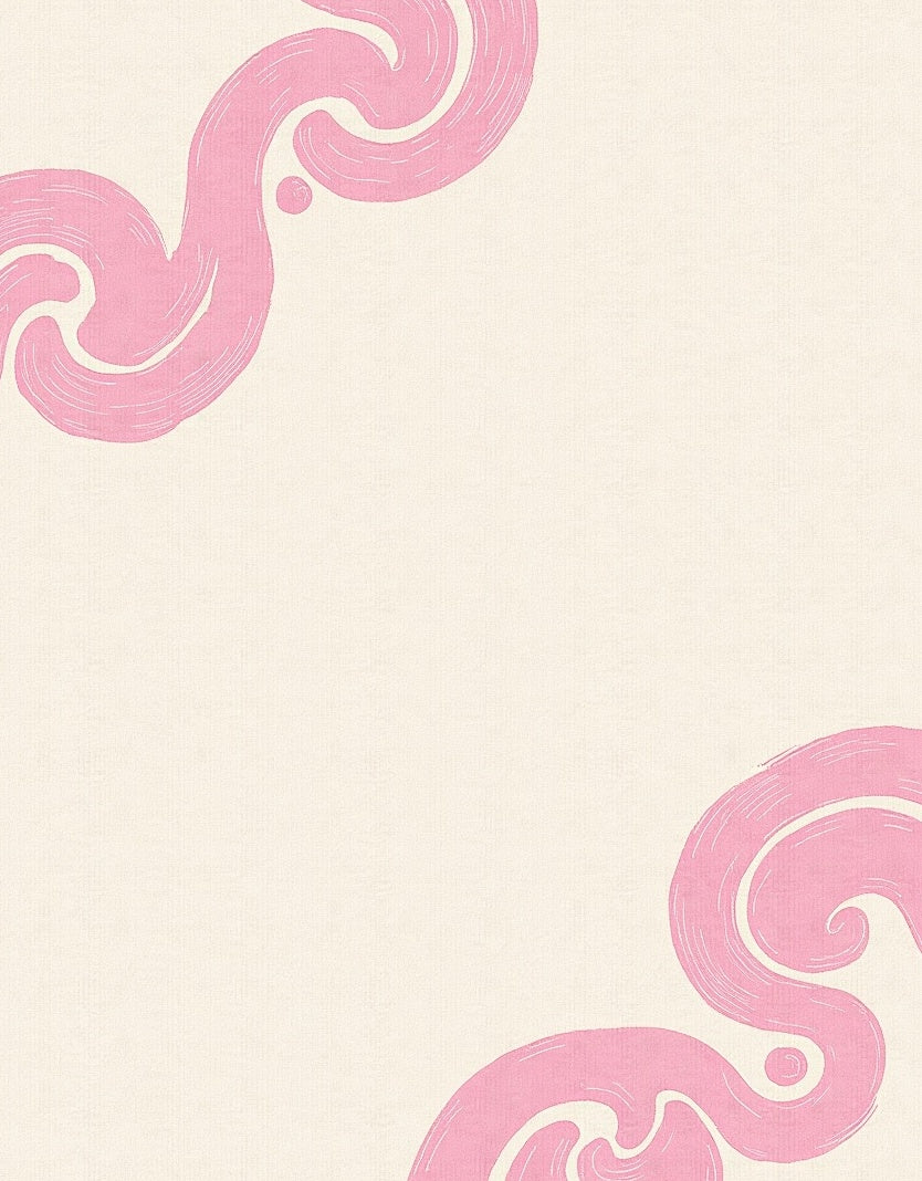 Soft Pink Swirl Scroll Accent Rug