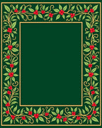 Emerald Holly Berry Garland Border Rug