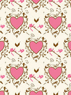 Pink Heart Ornate Scrollwork Romance Rug