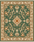Emerald Green Floral Medallion Frame Rug