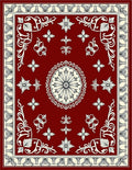 Crimson Bloom Scrollwork Frame Rug