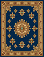 Majestic Navy Gold Floral Medallion Rug