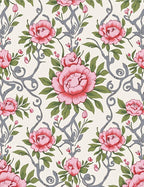 Victorian Pink Peony Floral Vine Rug