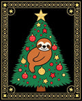 Whimsical Sloth Christmas Tree Holiday Rug