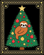 Whimsical Sloth Christmas Tree Holiday Rug