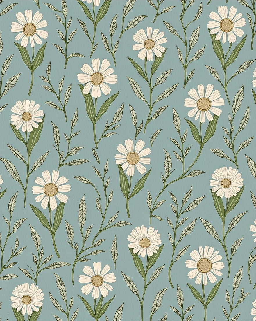 White Daisy Floral Garden Rug