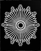 Bold White Sunburst Floral Black Rug