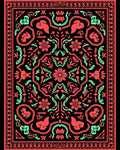 Coral Mint Black Symmetrical Floral Rug