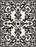 Black Ivory Ornate Damask Area Rug