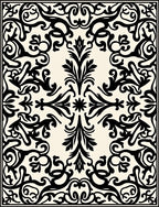 Black Ivory Ornate Damask Area Rug
