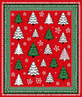 Festive Red Christmas Tree Stars Rug