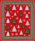 Festive Red Christmas Tree Stars Rug