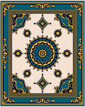 Teal and Yellow Medallion Mandala Rug