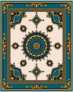 Teal and Yellow Medallion Mandala Rug