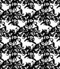 Abstract Black White Whimsical Creatures Rug