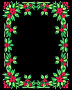 Vibrant Red Berry Foliage Border Rug