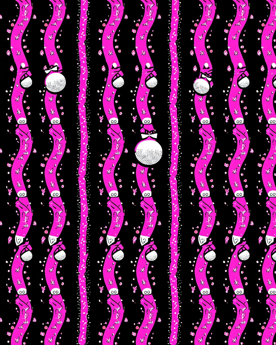Pink Wavy Black Star Ornament Rug