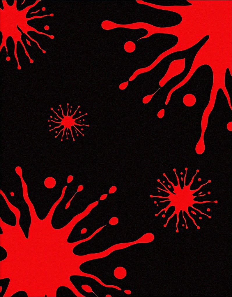 Crimson Splatter Abstract Comets Rug